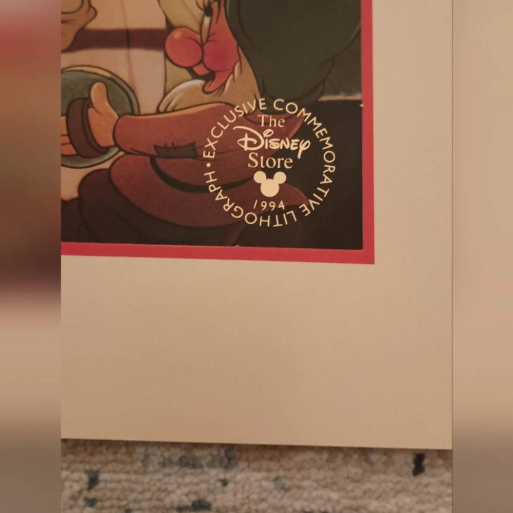 Snow White and the Seven Dwarfs Vtg Commemorative Lithograph
